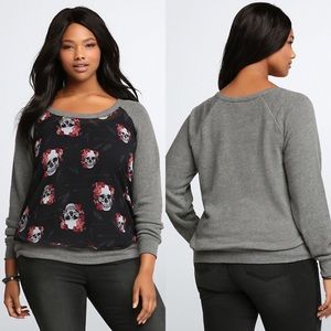 Torrid Skull Print Chiffon Sweater 1X